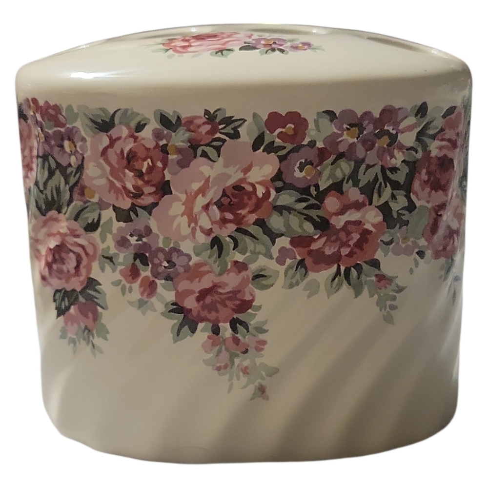 Vtg 1960's Otagiri English Rose Ceramic 4 Hole Toothbrush Holder Drain Plug